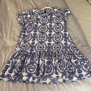 SHEIN Floral Patterned Kids Dress in Navy and White